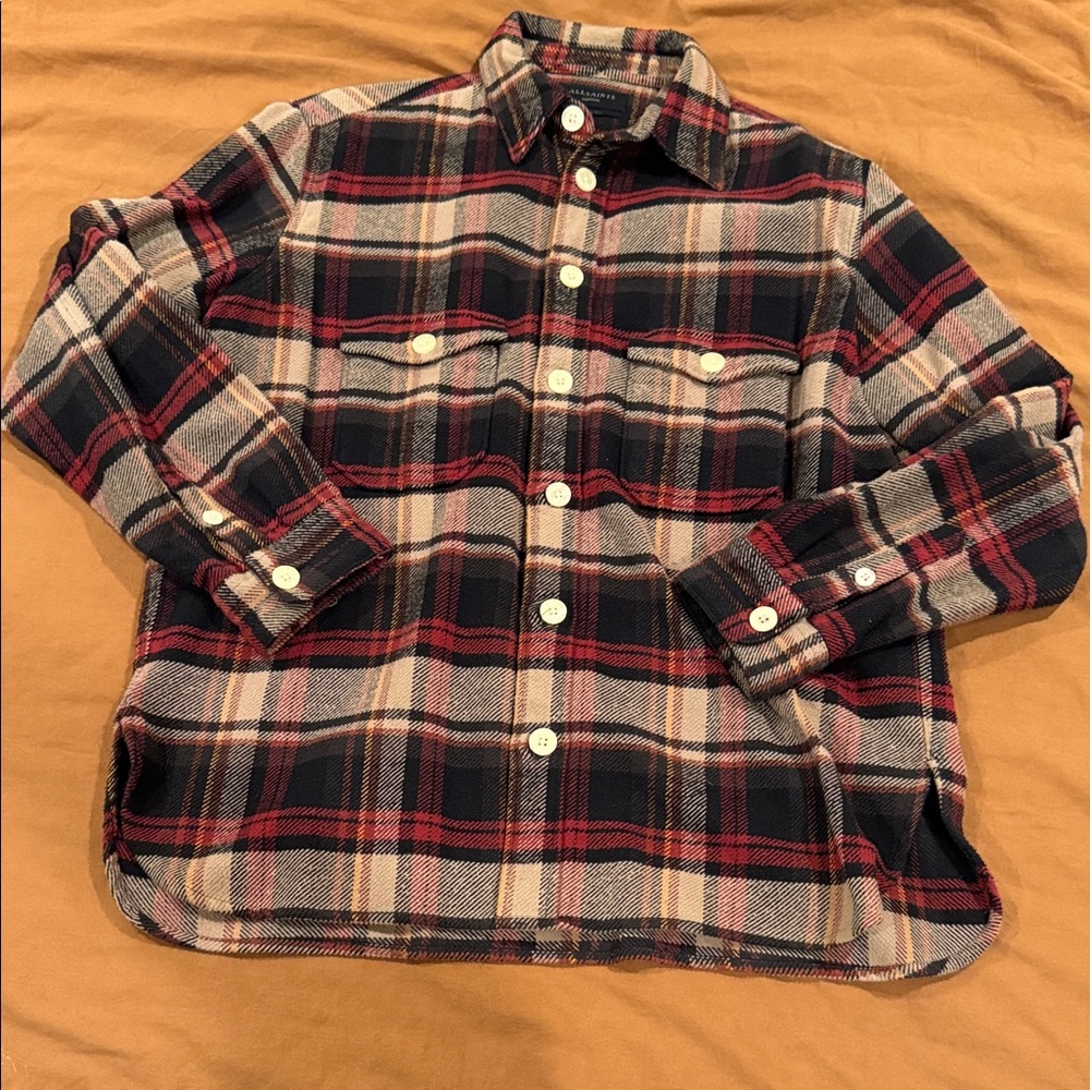 All Saints Oversized Plaid Button-Up Shirt